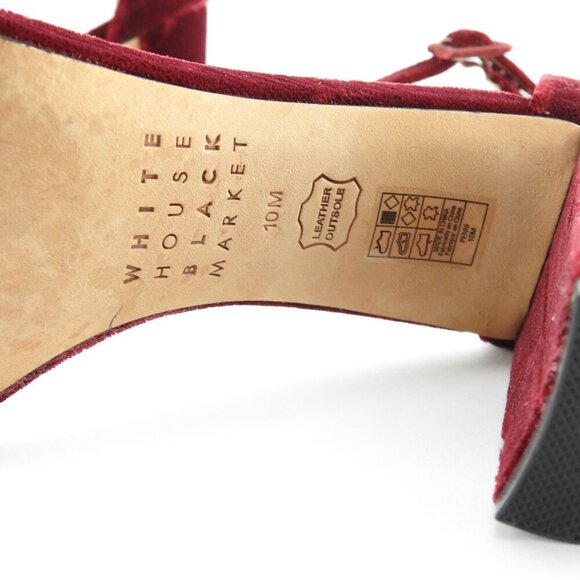 Women's 10 M White House Black Market Burgundy Pink Suede Ankle Strap Shoes Heel - Picture 11 of 13